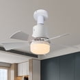 thumbnail image 1 of Ventilador de techo pequeño blanco con control remoto 3 velocidades silencioso E27 con lámpara y atenuación Momento para el Armario Vestidor Cocina, 1 of 9