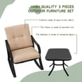 thumbnail image 6 of SOLAURA 3-Piece Outdoor Rocking Chairs Bistro Set, Black Steel Patio Furniture with Brown Thickened Cushion & Glass-Top Coffee Table, 6 of 8