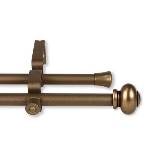 Contemporary Home Living 123.5" Gold Contemporary Solid Double Curtain Rod