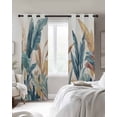 thumbnail image 3 of Green Yellow Tropical Leaves Blackout Curtains 63 Inches Long for Bedroom, Vintage Botanical Summer Thermal Insulated Room Darkening Black Out Window Curtain Panels Grommet Drapes for Living Room, 3 of 8