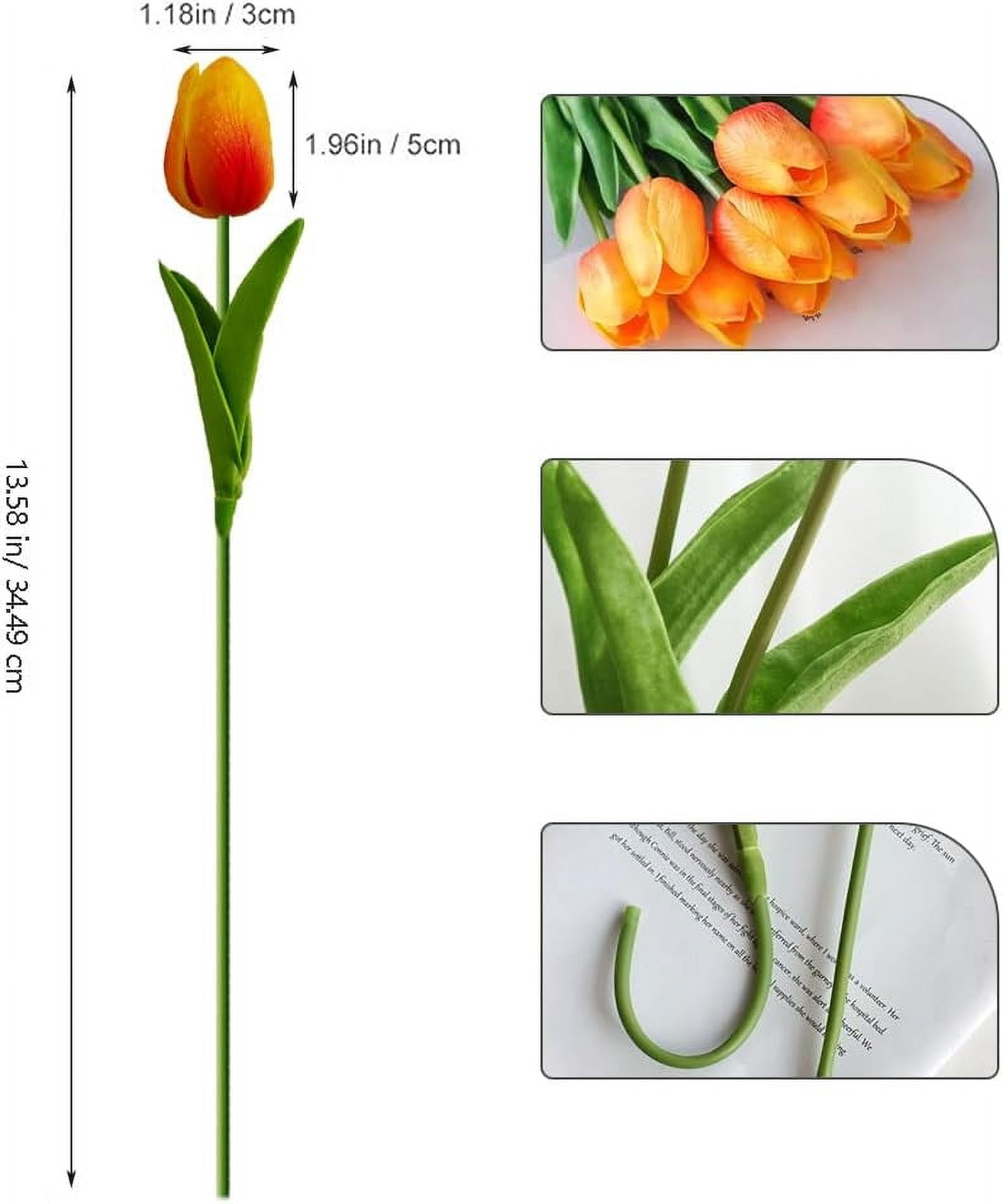 10pcs White Faux Silk Tulips Flowers Fake Flowers Bouquets 13.5" Mother's Day Easter Valentine’S Day Gifts in Home Kitchen Wedding Dining Table Decorations Aesthetic No Odor