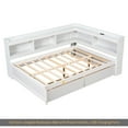 thumbnail image 5 of Full Size L-shaped Bookcases Bed with Power Outlets, USB Charging Ports,Two Drawers,Whtie, 5 of 13