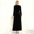 thumbnail image 4 of Delconic Women’s Long Sleeve Velvet Maxi Dress V Neck Floor Length Evening Gown Elegant Formal Party Wear for Special Occasions Black L, 4 of 4