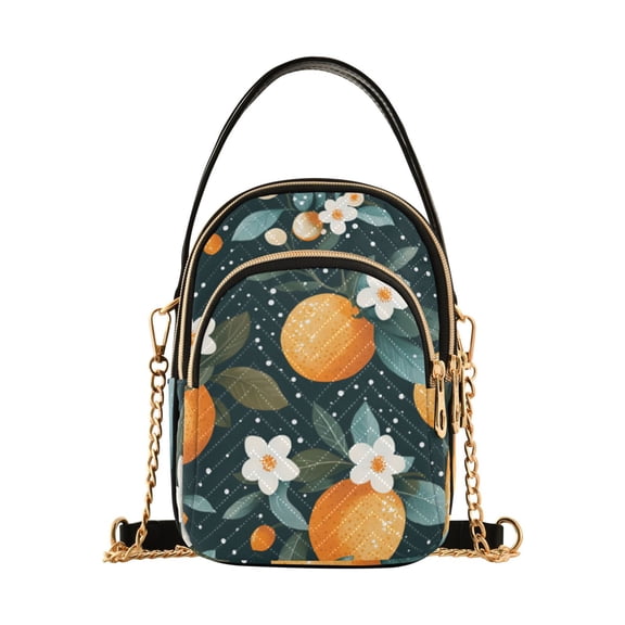 FORMRS Crossbody Bag for Women Shoulder Cell Phone Purse with Zipper, Green Oranges