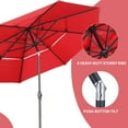 thumbnail image 4 of Ainfox 10ft Patio Umbrella 3 Tiers,Outdoor Table Market Umbrella w/Tilt Adjustment and Crank for Garden,Deck,Beach,Backyard,Pool,Red, 4 of 8
