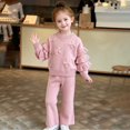 thumbnail image 4 of XAOFW Toddler Girl Outfits Long Sleeve Flower Knitted Tops Pants Kids Fall Winter Cozy Clothing Sets 3-4 Years, 4 of 4