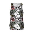thumbnail image 4 of Xecao Skulls Roses Men's Tank Top Workout Quick Dry Sleeveless Gym Jogging Muscle Shirts Summer Swim Beach Tops, 4 of 9