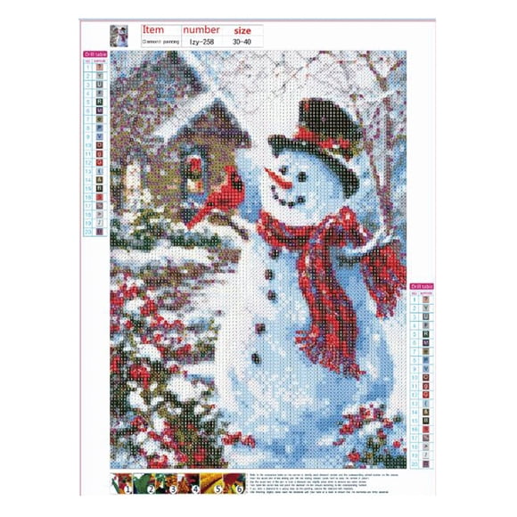 Cuadro de Pintura de Diamante Artesanal de Bricolaje, Pinturas de Diamantes de imitación de mu?eco de Nieve de Navidad Santa Claus 30x40 cm(Mu?eco de Nieve 1) Ecomeon no