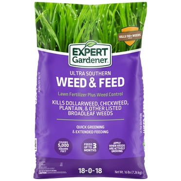 Expert Gardener Ultra Southern Lawn Food & Weed Control, 18-0-18 Fertilizer, 16 lb. - Covers 5,000 Sq. ft.