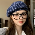 thumbnail image 3 of vnanda Plaid Newsboy Women Winter Beret Plaid Print Contrast Color Elastic Adjustable Soft Warm Decorative Dome Lady Painter Hat Women Hat, 3 of 8