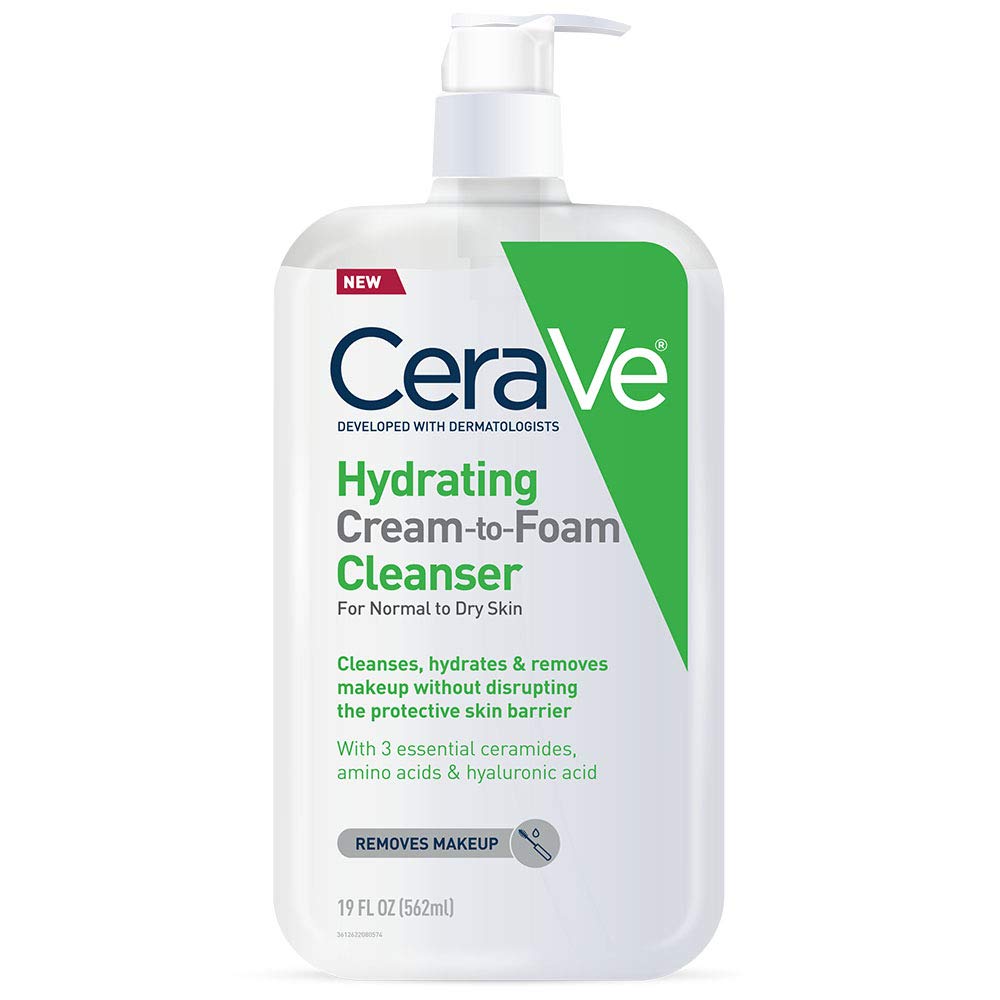 CeraVe Hydrating Cream-to-Foam Cleanser Makeup Remover and Face Wash