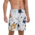 thumbnail image 2 of Balery Cartoon Planets Pantalones cortos de pijama de punto de algodón para hombre con cinturilla y bolsillos-3X-Large, 2 of 6