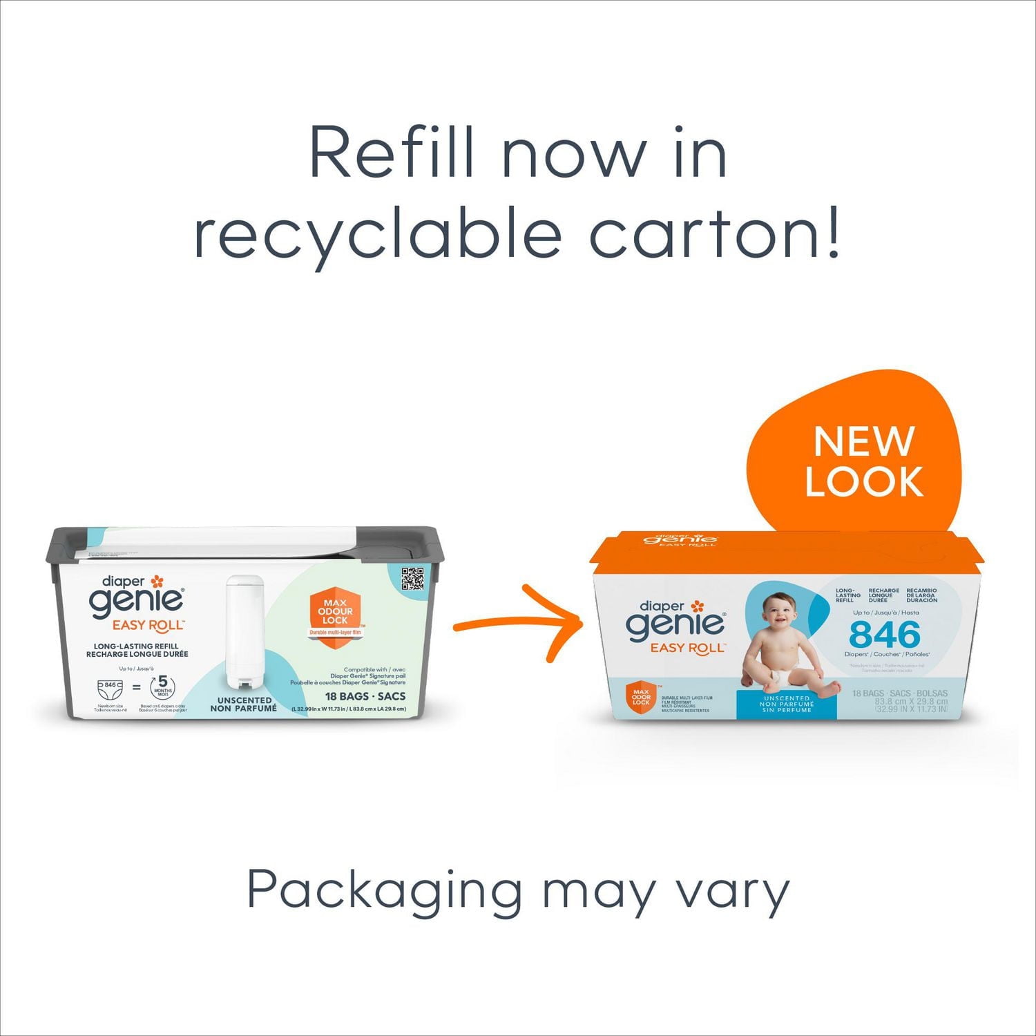 Diaper Genie Platinum Diaper Pail, Matte Gray, Stainless Steel, Foot Pedal, Odour Control