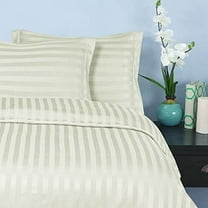 Elegant Comfort 3-Piece Damask Striped Duvet Cover Set, Wrinkle & Fade Resistant, 1500 Premium Microfiber, Soft & Silky, King/Cal-King, Ivory