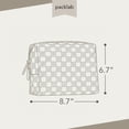 thumbnail image 3 of packlab Large Checkered Cosmetic Bag, 4 Interior Pockets, Wipeable, Beige, 3 of 9
