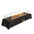 thumbnail image 3 of Tcbosik Tabletop Fire Pit, Propane Gas Portable Desk Top Fireplace with Lava Rock and Glass Wind Guard, Stainless Steel Firepit w/ Quick Connect Joint for Outdoor Patio Backyard Lawn Poolside, Black, 3 of 9