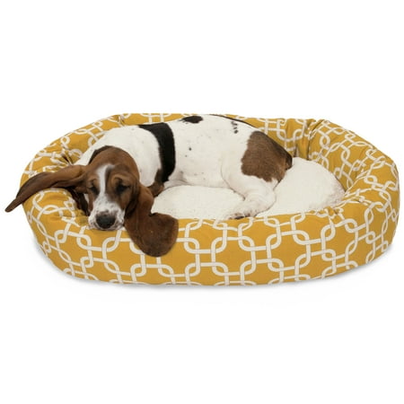 UPC: 0788995542292 | Majestic Pet | Links Sherpa Bagel Pet Bed For Dogs  Yellow  Medium