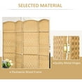 thumbnail image 5 of HOMCOM 4 Panel Room Divider Hand-Woven Freestanding Partition, Nature Wood, 5 of 9