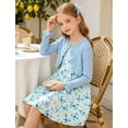 thumbnail image 5 of Aideaone Little Girls Sleeveless Dress with Ruffle Cardigan 2 Piece Set Butterfly Print 5 to 12, 5 of 6