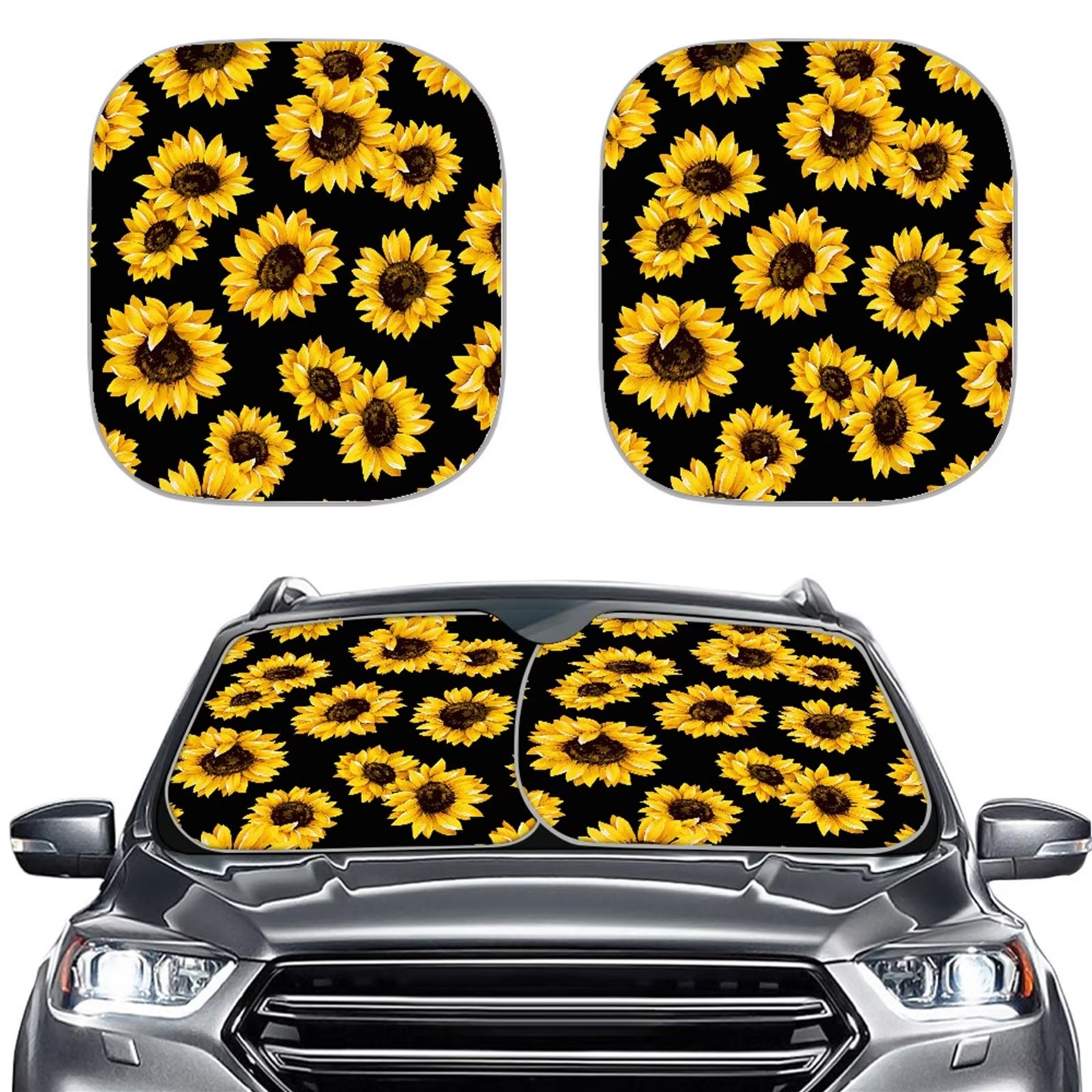 Car Window Visor Sign FKELYI Yellow Sunflower Car Windshield Sun Shade Universal Fit Car ...