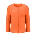 thumbnail image 5 of Kinrui Linen Sets for Women 2 Piece Outfits Long Sleeve Button Down Shirts & Drawstring Gauze Shorts Orange S, 5 of 5
