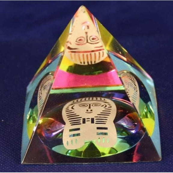 3D Color Pyramid Crystal Glass Art
