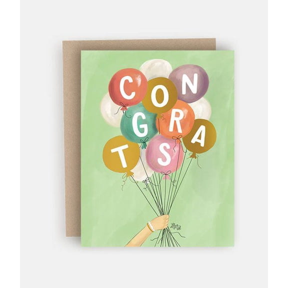Congratulations Greeting Card with Colorful Balloons