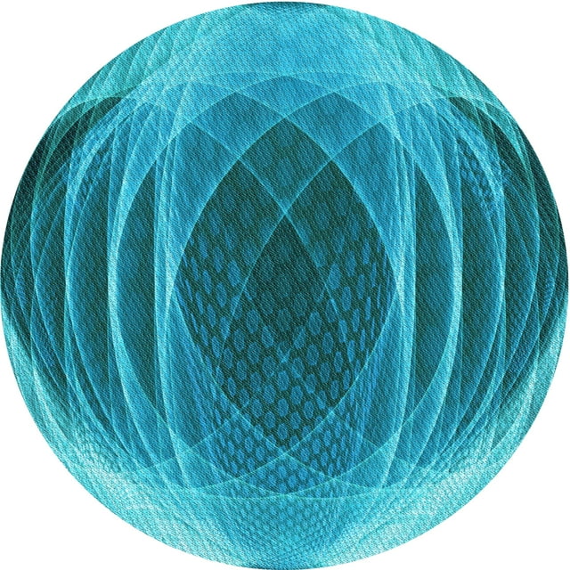 Ahgly Company Machine Washable Indoor Round Transitional Dark Cyan Green Area Rugs, 8' Round