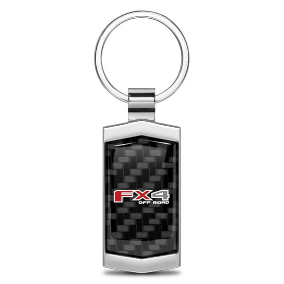 iPick Image for Ford FX4 Off Road Real Black Carbon Fiber Chrome Metal Case Key Chain, Official Licensed