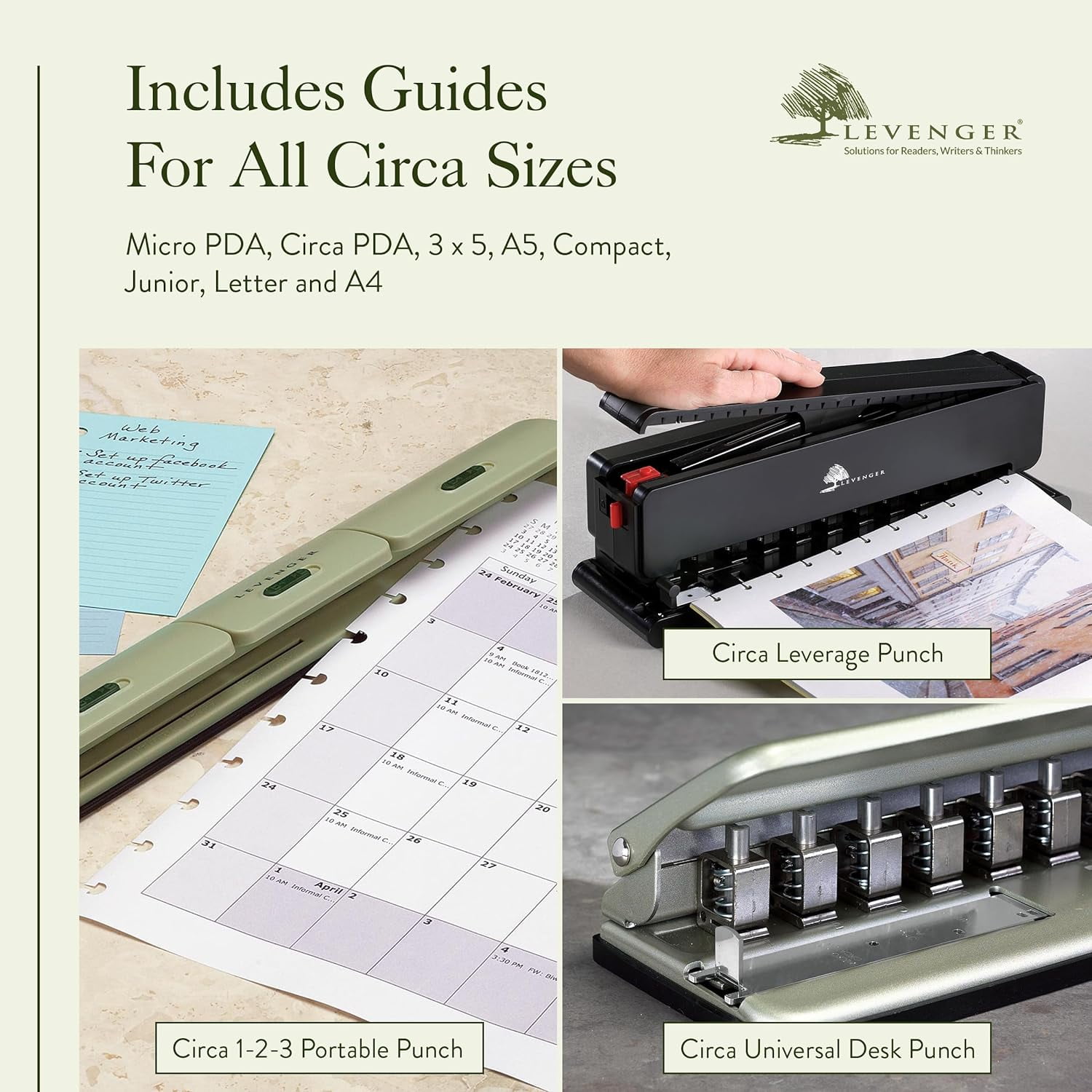 Circa 1-2-3 Portable Discbound Hole Punch, Heavy-Duty Mini Paper Puncher for Disc Notebooks, Business Home Office Supplies