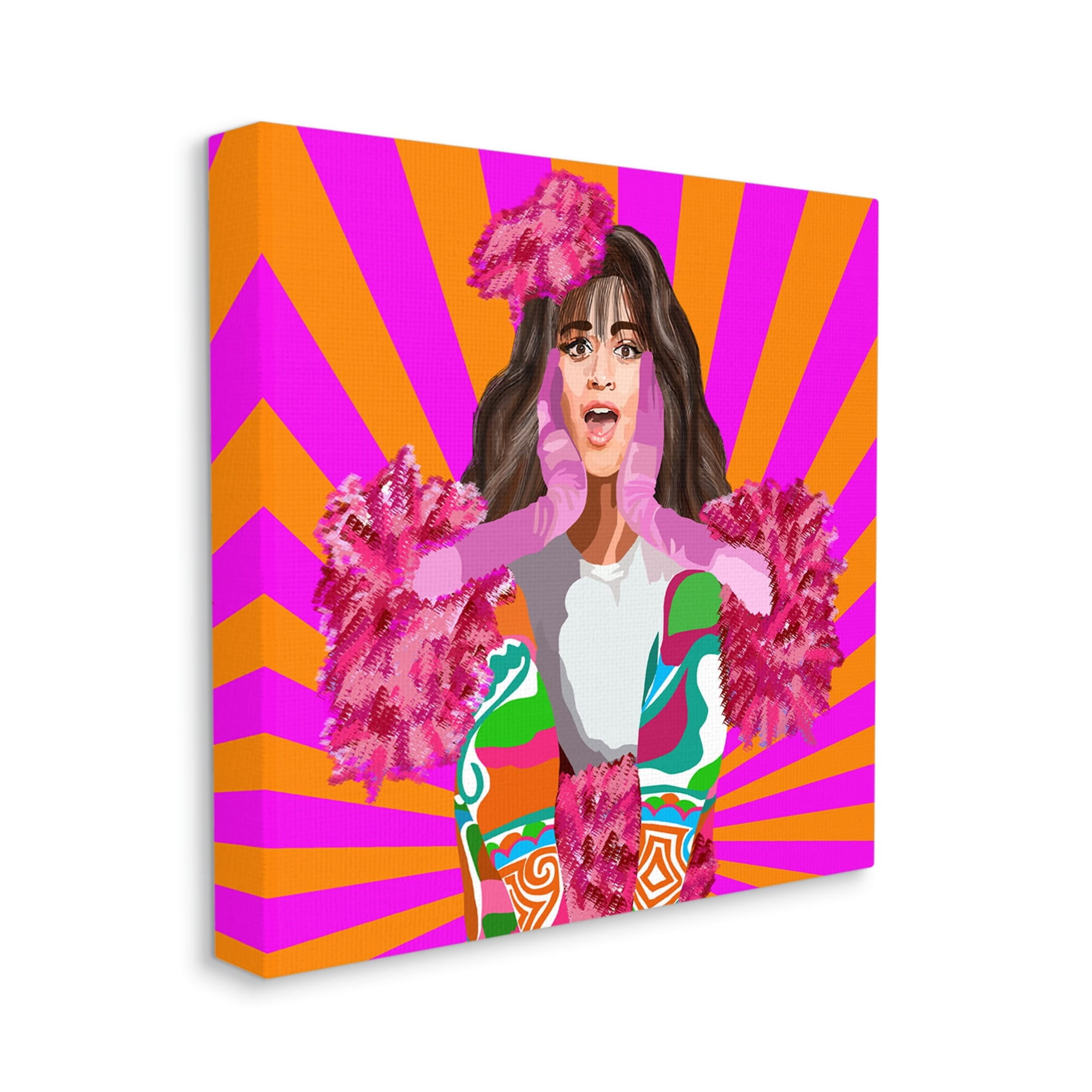 Stupell Industries Bold Pink Orange Stripes Camilla Fashion Outfit , 24 x 24, Design by Lynnda Rakos