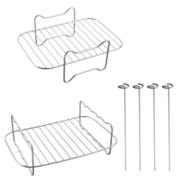 Leodye 1PCS Accessoires de Grille pour Friteuse à Air Chaud Double Pot Grille de Cuisson Multi-Couches pour Friteuse à Air et Four - Inclut : 1x Grille, 4x Bâtonnets de Cuisson