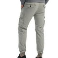 thumbnail image 6 of Men's Solid Casual Pocket Outdoor Elastic Waistbelt Jogger Drawstring Trousers Work Pants Capri Leggings For Men High Waist Short Side Pocket Leggings Mens High Waisted Men High Waist, 6 of 7