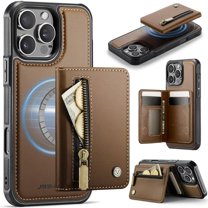 For iPhone 14 Pro Phone Case Compatible With MagSafe 2 In 1 Wallet With Card Holder &Zipper Cash Pocket,PU Leather Case,RFID Blocking, Kickstand  Magnetic Protective Women Men Cover,Brown