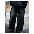 thumbnail image 3 of Boys Baggy Jeans Teen Casual Straight Wide Leg Cargo Jean Loose Denim Pants (Black 9-10 Years), 3 of 6