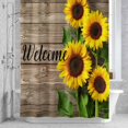 thumbnail image 3 of Yellow Sunflowers Shower Curtain for Bathroom Decor, Welcome Brown Wood Striped Countryside Waterproof Fabric Shower Curtain, 36"x72" Set with 12 Hooks, 3 of 9