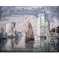 thumbnail image 2 of Signac, Paul 18x15 Black Ornate Wood Framed with Double Matting Museum Art Print Titled - Entrance To The Port of La Rochelle, 2 of 4