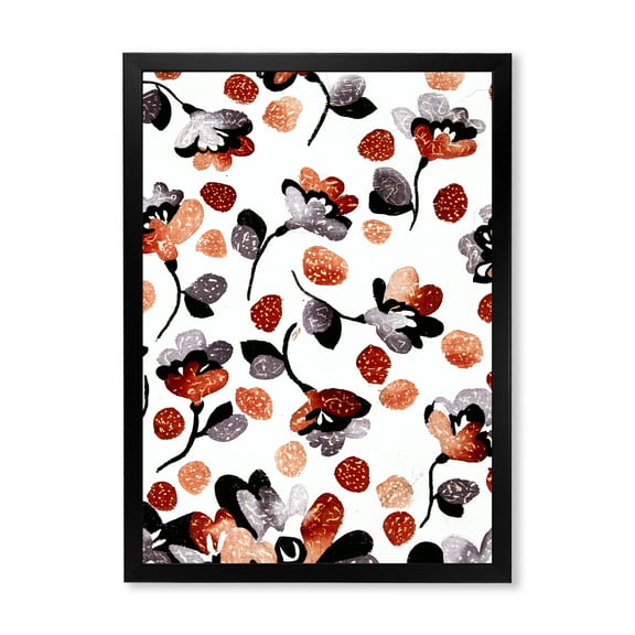 Designart 'Modern Flower In Red Blue and Orange' Bohemian & Eclectic Framed Art Print