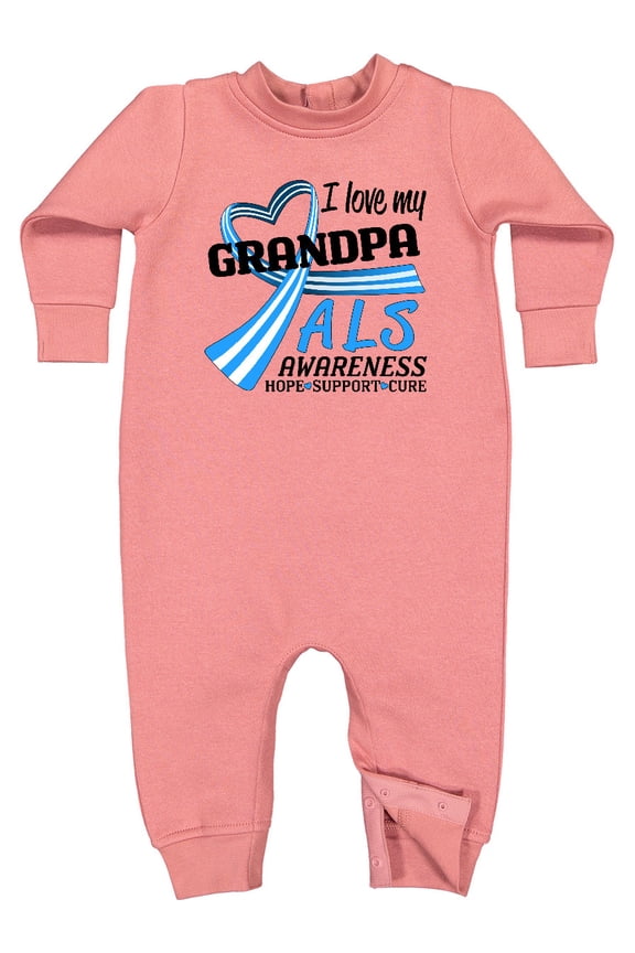 I Love My Grandpa ALS Awareness Support, Care, Cure Baby Fleece Romper