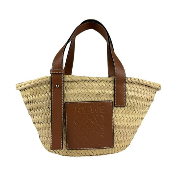 Pre-Owned LOEWE Handbag Basket Bag Small Straw Leather Natural Brown Women's z5228 (Good)