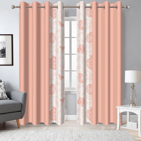 Pink Blackout Window Curtains for Living Room,Thermal Insulated Curtains,52x84 Inch,Set of 2