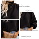 thumbnail image 5 of Blusa de manga larga con cuello alto para mujer, camisa holgada elegante de Color puro para primavera y otoño, camisa plisada con volantes y mangas abullonadas, color negro L, 5 of 6