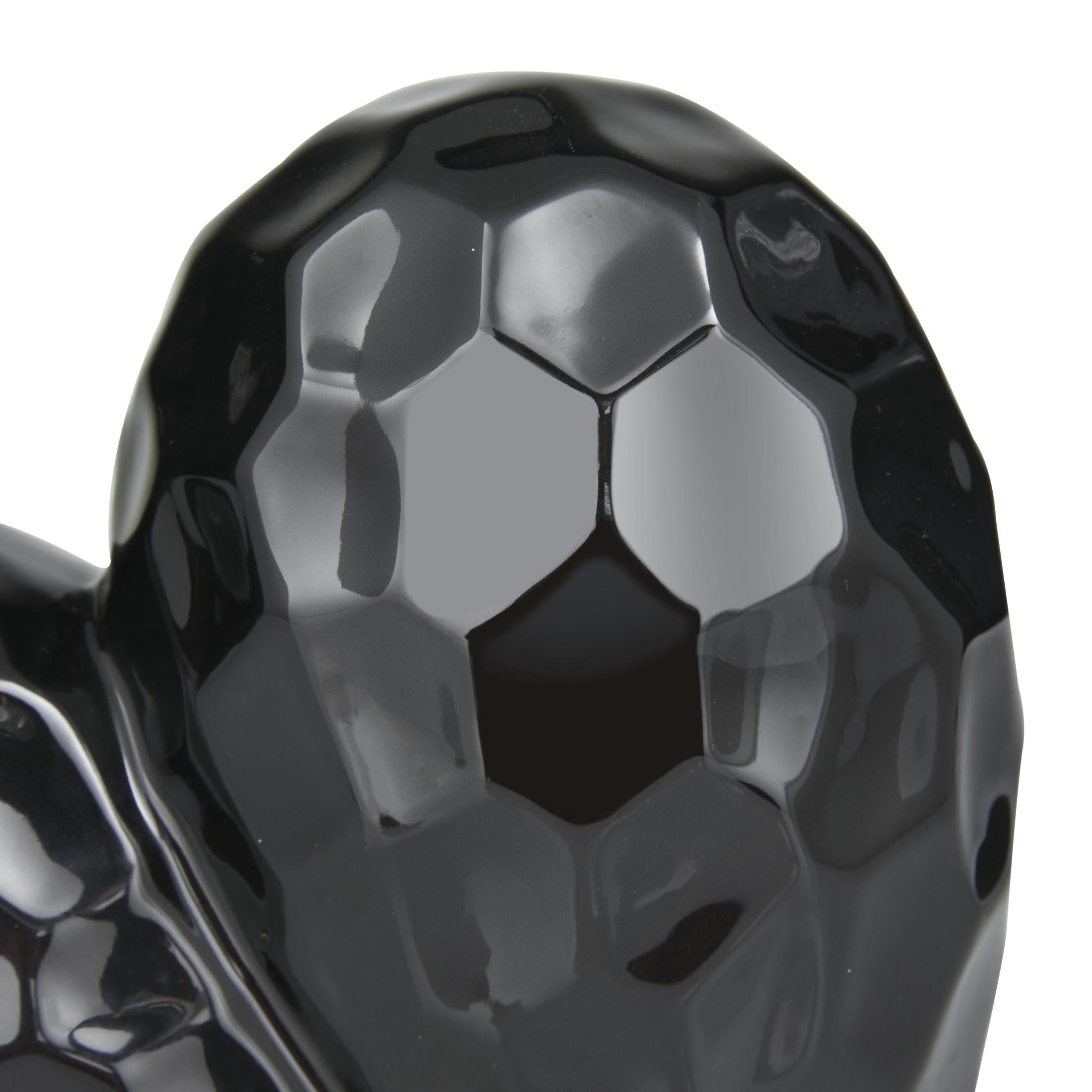 8" x 8" Black Porcelain Ceramic Dimensional Angled Origami Inspired Heart Sculpture, by DecMode