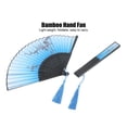 thumbnail image 4 of BIMZUC Japanese Silk Folding Bamboo Hand Fan for Women Summer Cooling Props Decoration, Blue, 4 of 8