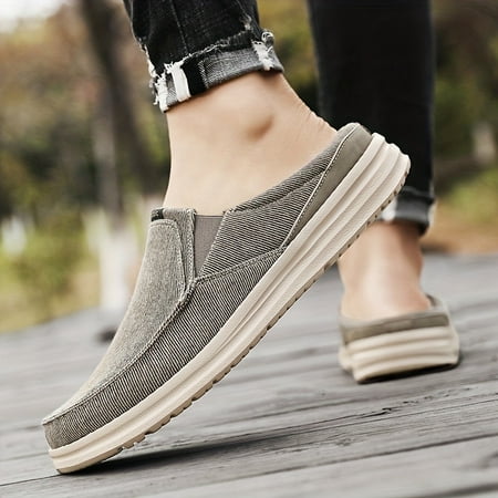 

Men s Casual Slip On Canvas Mule Shoes Lightweight Anti-skid Open Back Sneakers