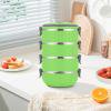 PEONAVET Bento Boxes Four Layer Portable Lunch Box Circular Fresh-keeping Box Stainless Steel Insulated Student Office Worker Lunch Box Bento Boxes