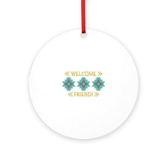CafePress - Welcome Friends - Round Wood Ornament 4"