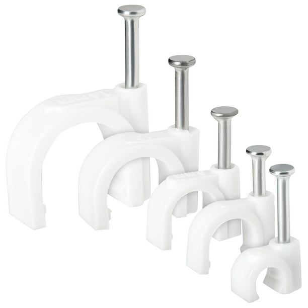 500Pack Round Cable Wire Clips for Wall Mounting, Extension Cord