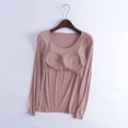 thumbnail image 7 of Long Sleeve Shirts for Women Tank Tops with Built in Bras Casual Round Neck Solid Shirts Loose Comfy Pajamas Fall Outfits for Women 2026, 7 of 7