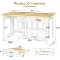 thumbnail image 2 of ChicZhiNest Kitchen Island with Storage, 60" Solid Rubberwood Island Table, Coffee Bar Cabinet with Fridge Space & Power Outlets, 6 Hooks, White, 2 of 9